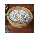 Mandala Print Round Mango Wood Tray