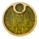 Handcrafted Chip & Dip Platter – Speckled Green 12" Round Mango Wood Serving Platter Decorated with Enamel, Classy Wooden Appetizer Platter for Entertaining 
