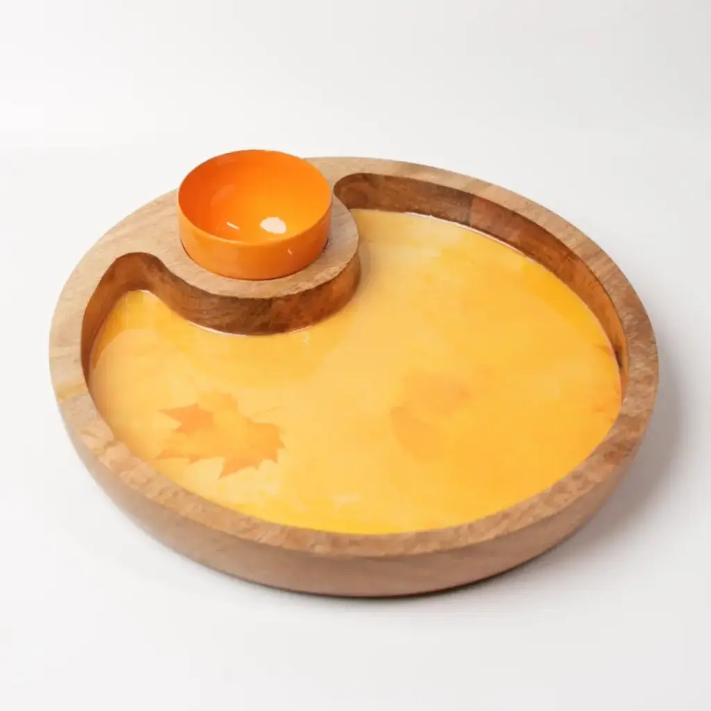 [DI9018] Maple Drift — Wooden Chip & Dip Serving Set