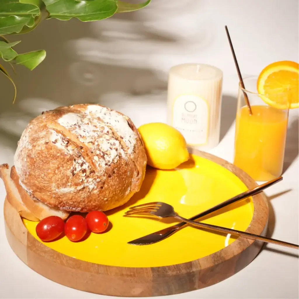 [DI1515] Sunstone Circle — Yellow Mango Wood Platter