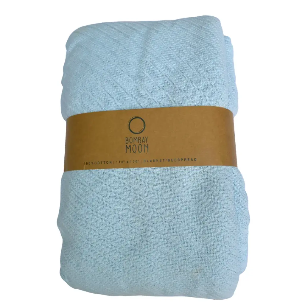 [Powder Blue Blanket 110 x100] Morning Mist - Light Blue Bedspread / Throw / Blanket 100x110"