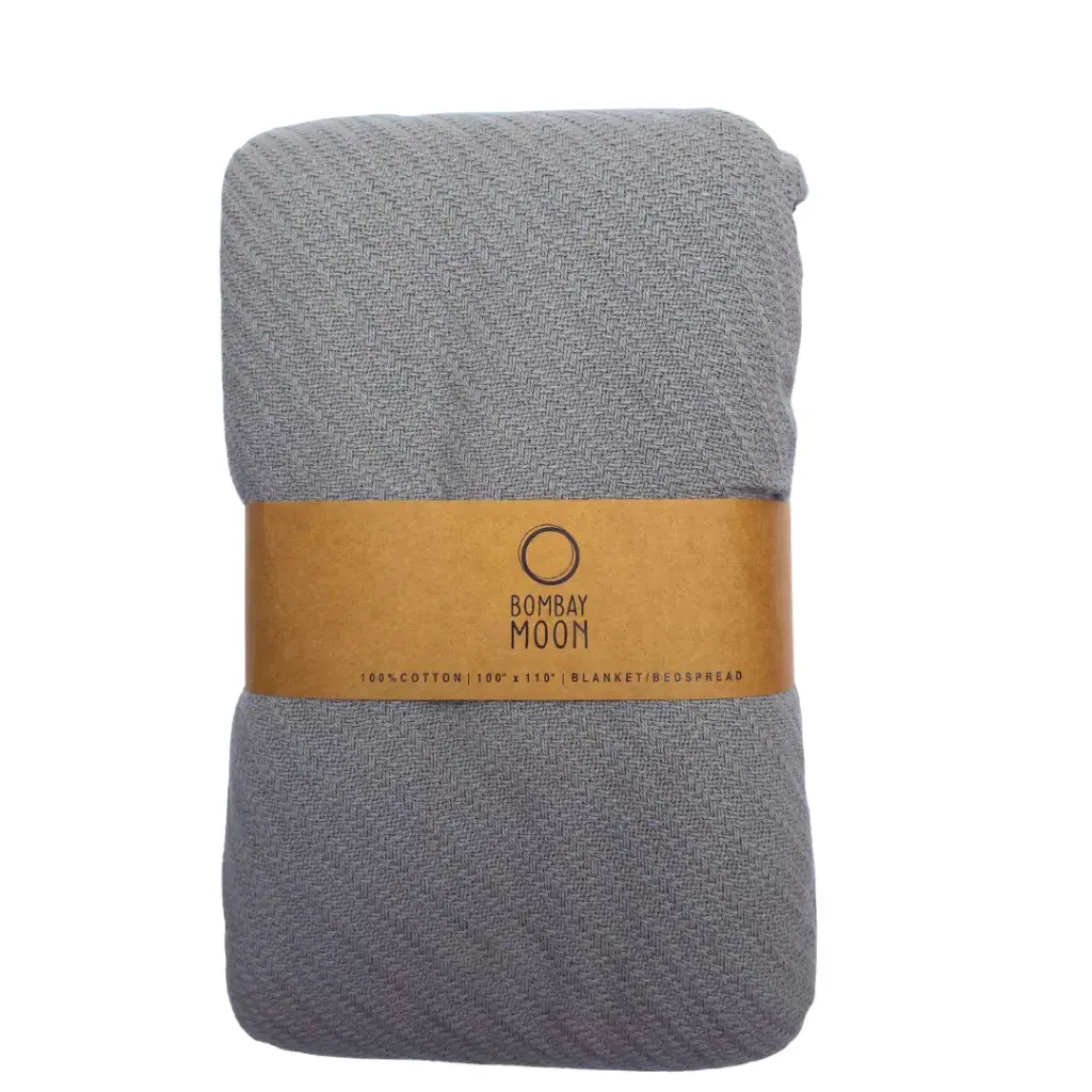 [100 x110 Bedspread / Blanket] Monsoon Clouds - Woven Cotton Blanket / Throw / Bedspread