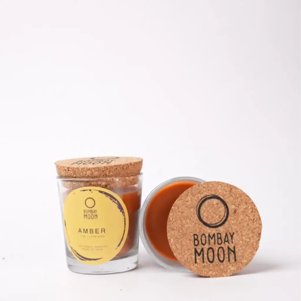 Amber Votive Candles with Cork Lid - Set of 2