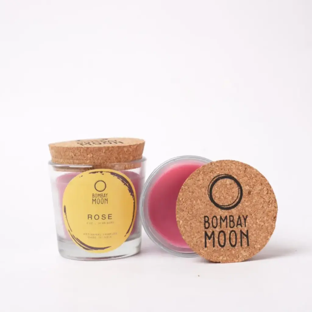 Rose Votive Candles with Cork Lid - Set of 2