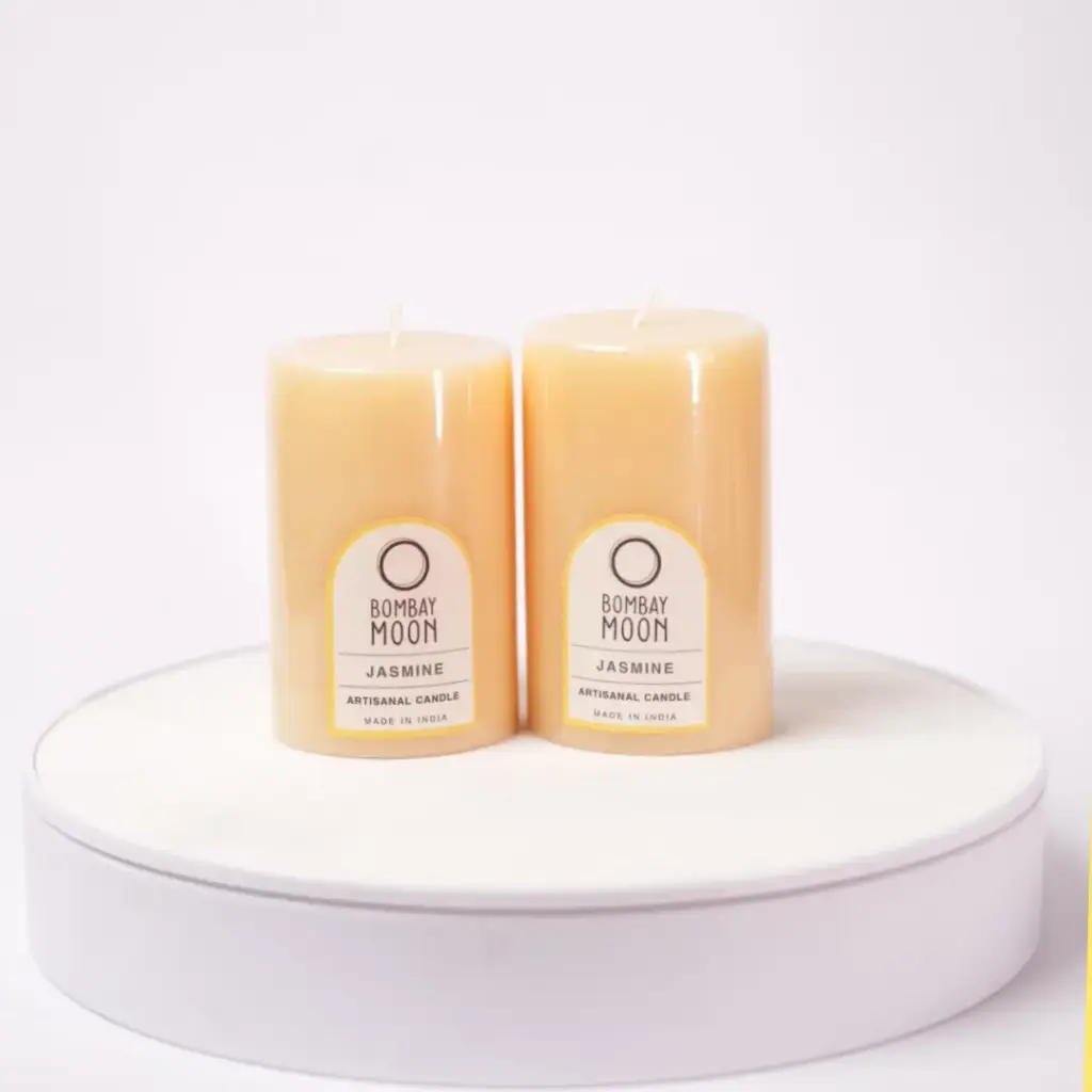 Jasmine Pillar Candles | Set of 2 | 3 Inch