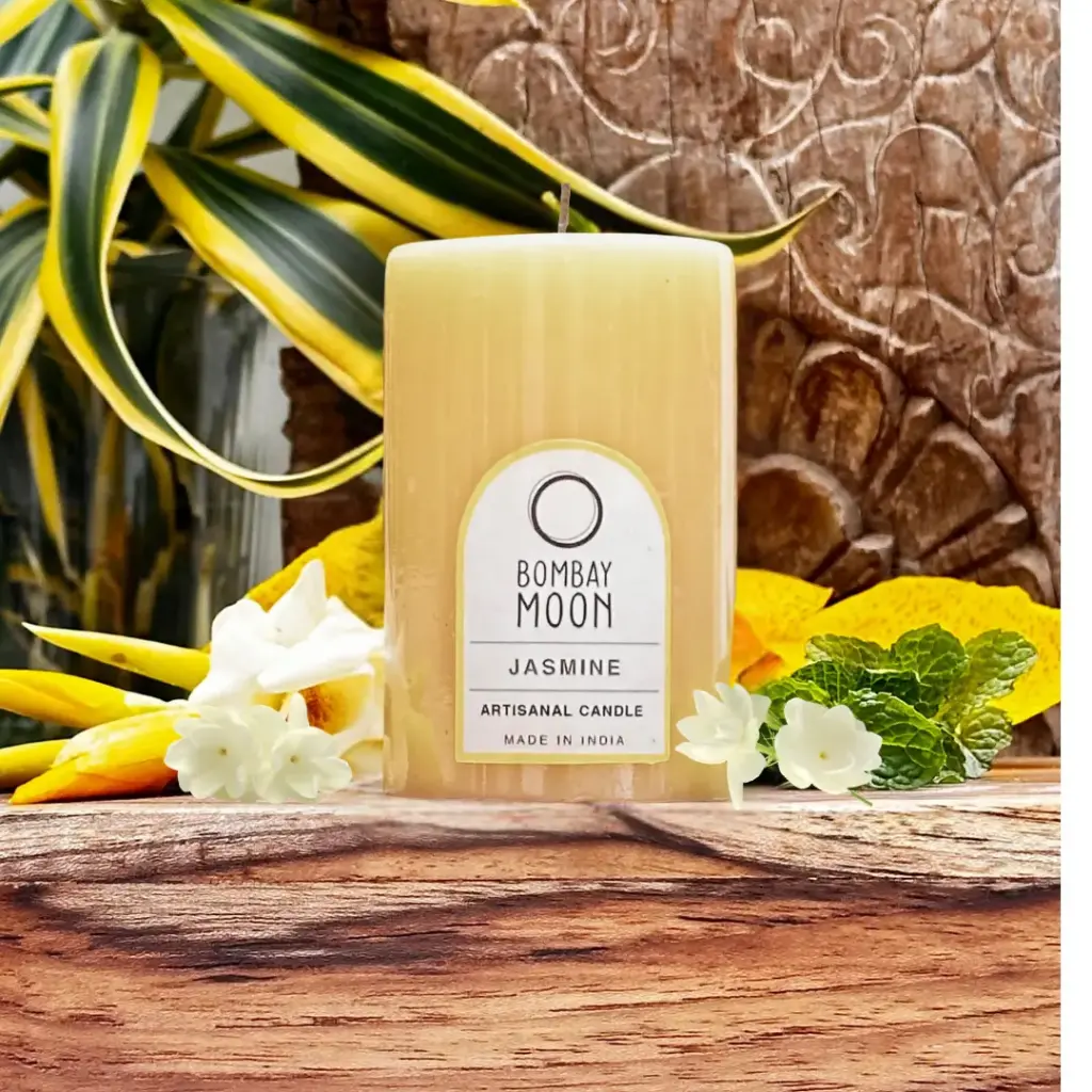 Jasmine Pillar Candles | Set of 2 | 3 Inch