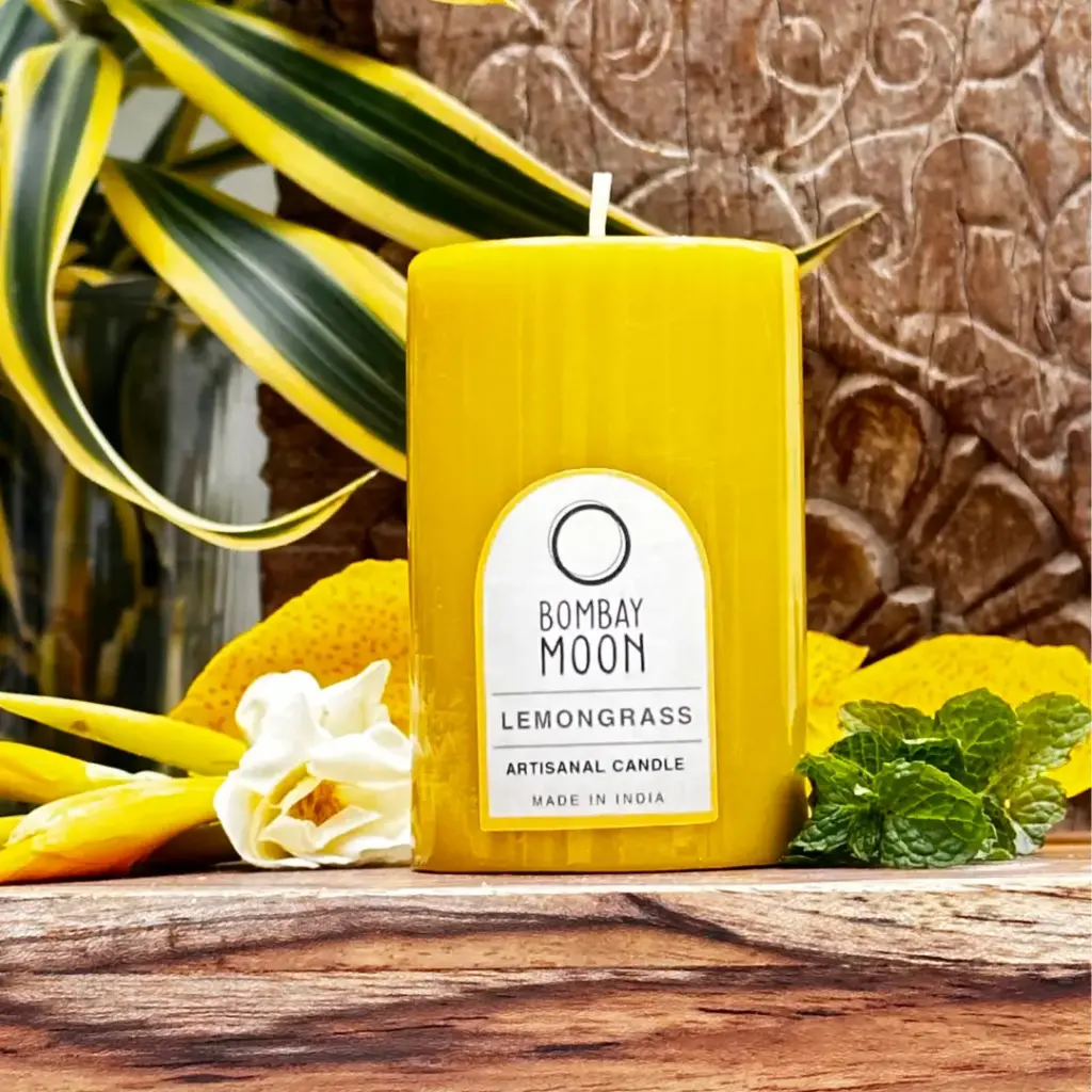 Lemongrass Pillar Candles | Set of 2 | 3 Inch