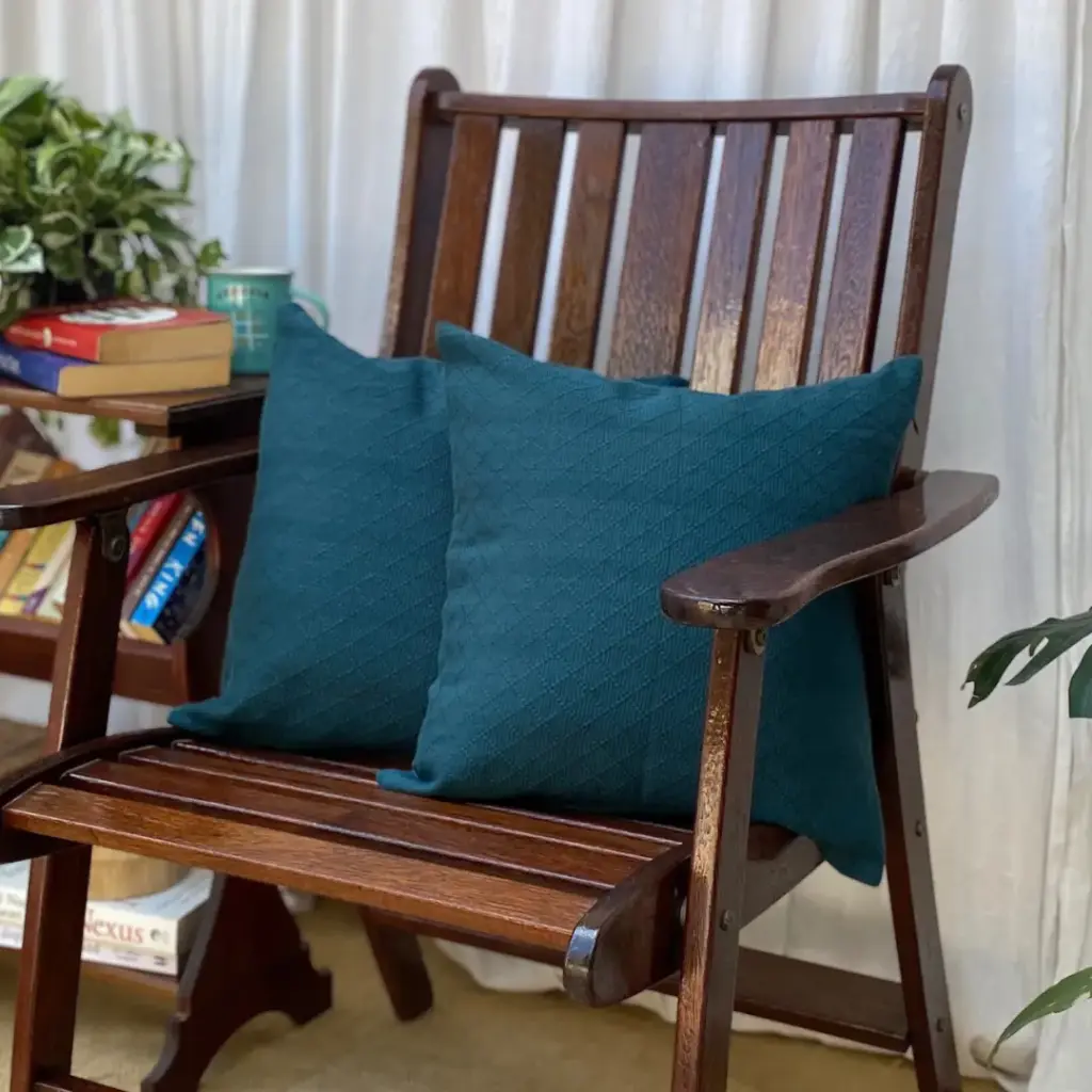 [DTCUSEM] Diamond Twill Weave Cushion Covers-Set of 2 (Emerald Twilight)