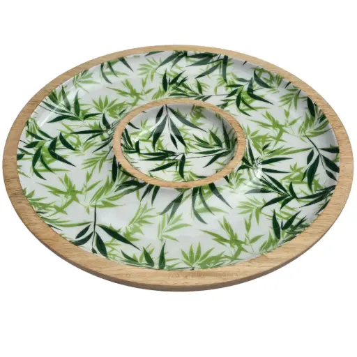 [DI9012] Bamboo Whisper Chip and Dip Platter